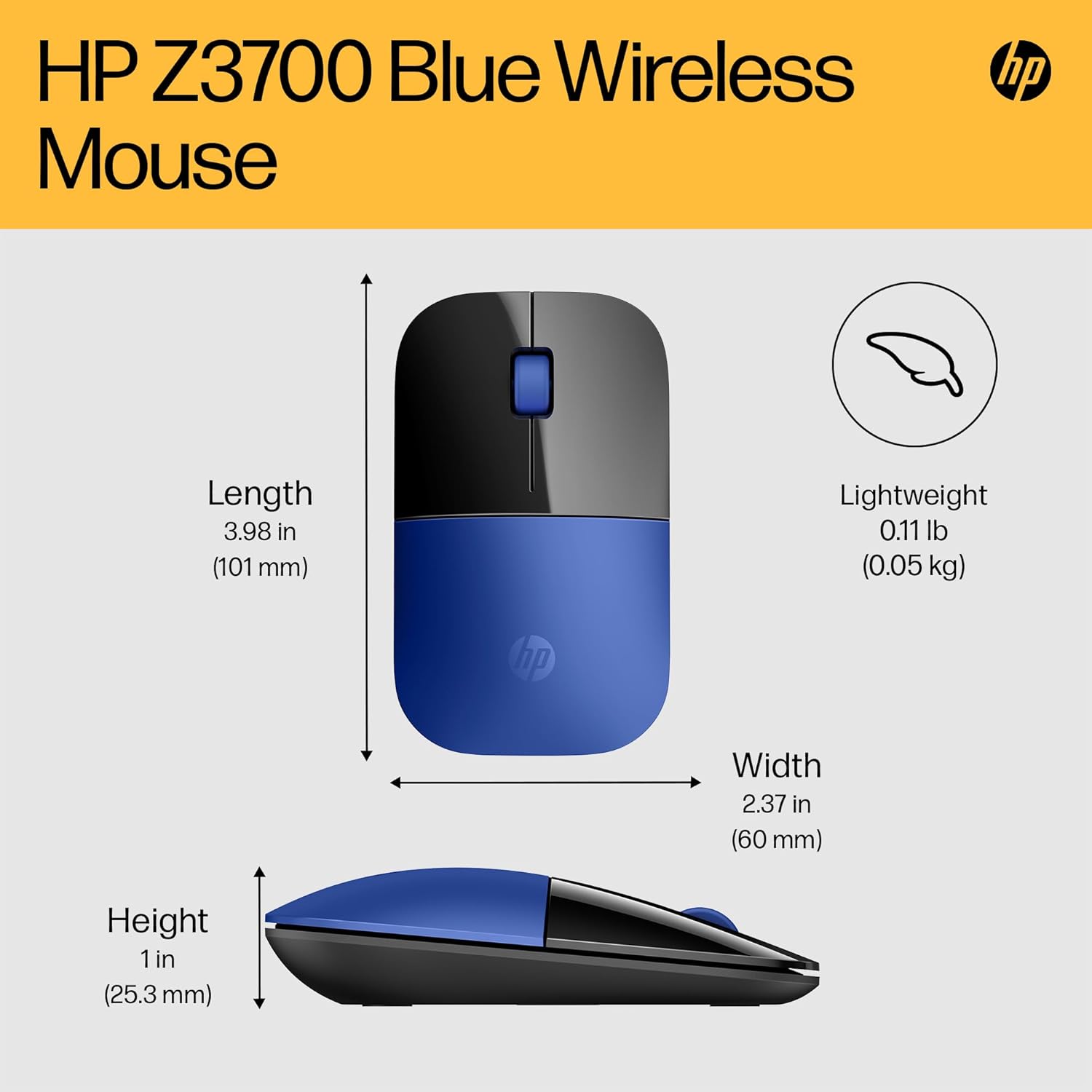Buy HP,HP Z3700 Wireless Mouse – Blue, Slim Design, 2.4GHz, 1200 DPI Optical Sensor, Multi-OS Compatible, Blue LED, Up to 16 Months Battery Life - Gadcet UK | UK | London | Scotland | Wales| Near Me | Cheap | Pay In 3 | Keyboard & Mouse